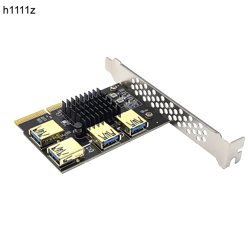 Adaptador PCI-E a PCIE, tarjeta elevadora de 1 a 4 ranura pci-express, 1x To16x, USB3.0, extensor de tarjeta vertical, convertidor PCIe para minería BTC