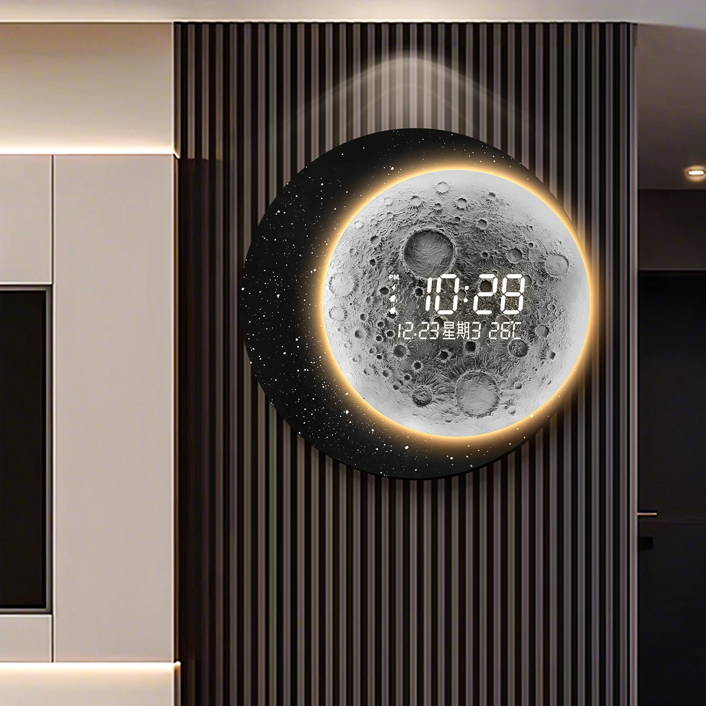 

Light Luxury Atmospheric Grille Pendant Living Room Wall Clock 2025 New High-end Digital Electronic Clock Creative Clock Paintin
