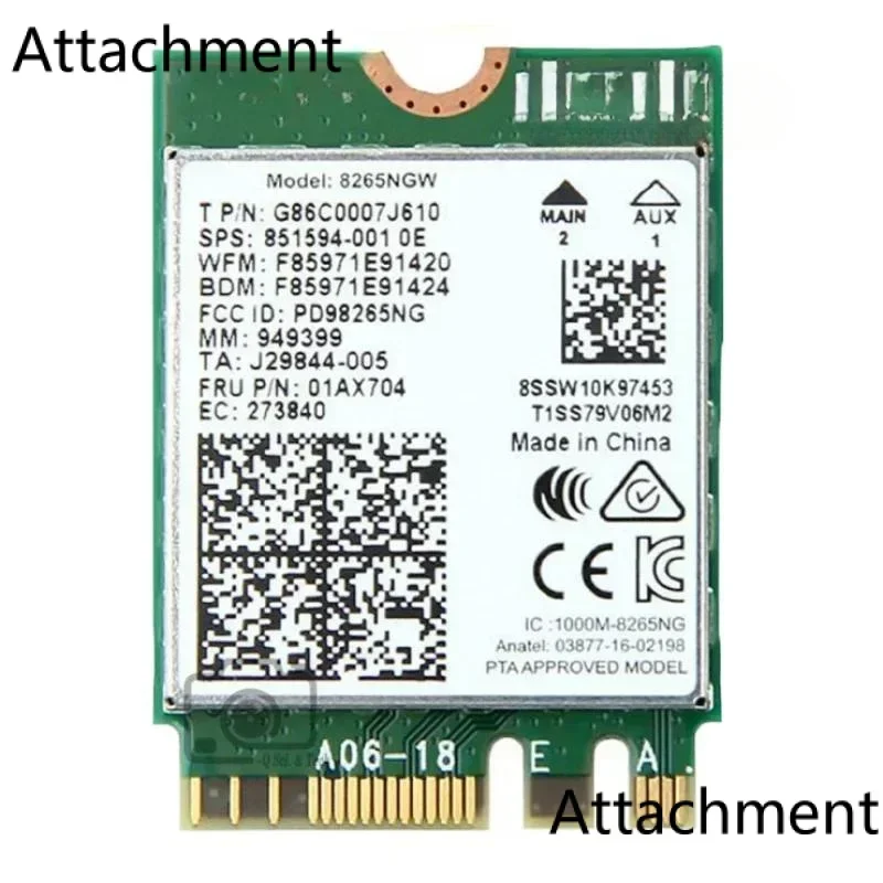 8265NGW for Thinkpad T570 T470 T470S T470p T480 T480s T580 WIFI module with Bluetooth 4.1 FRU 01AX702 01AX751 P/N: G86C0007J510