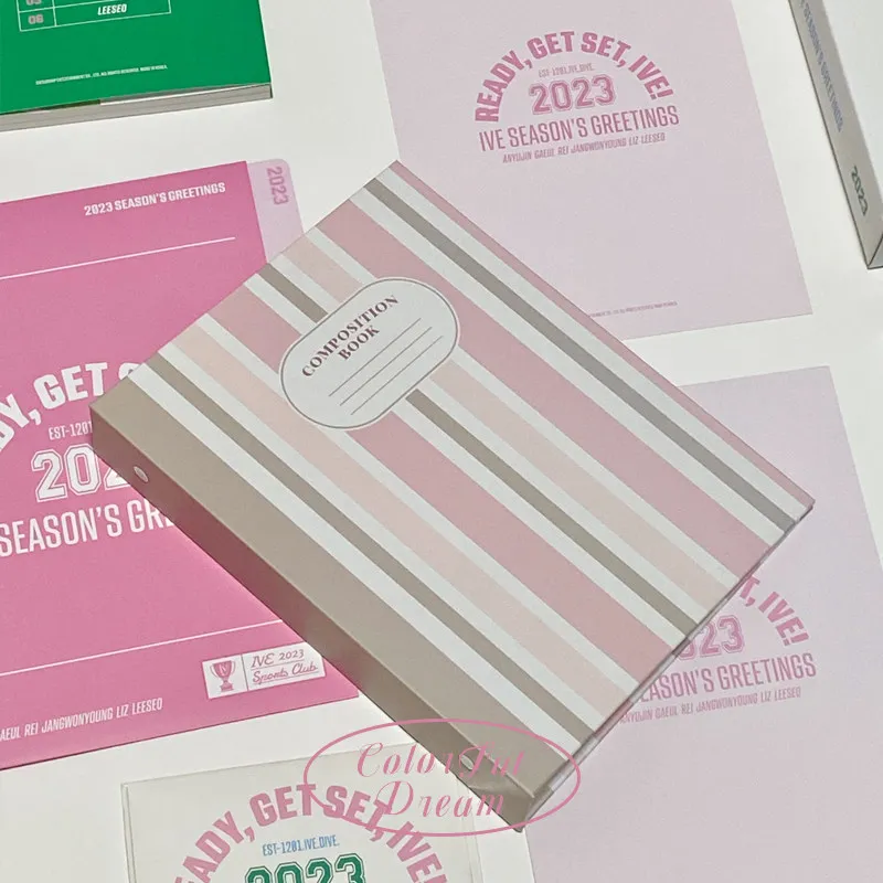 Pink Striped A5 Pastel Card Photo Album 4-Pocket Binder Book for Photocards Instax Mini Pictures & Postcards 3-Inch Collectibles