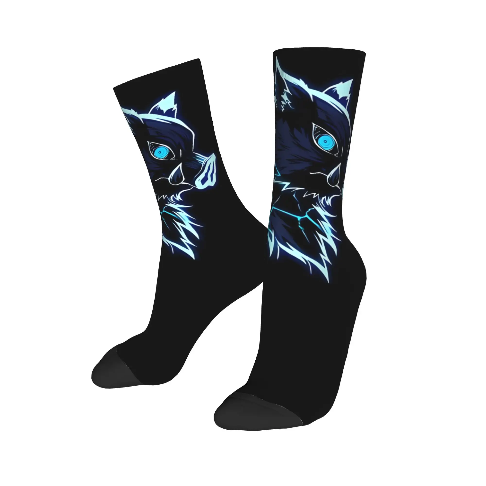 Funny Sock Bandai Demon Slayer Neon Beast Slayer Harajuku Quality Pattern Printed Men Crew Socks Novelty Men's Socks