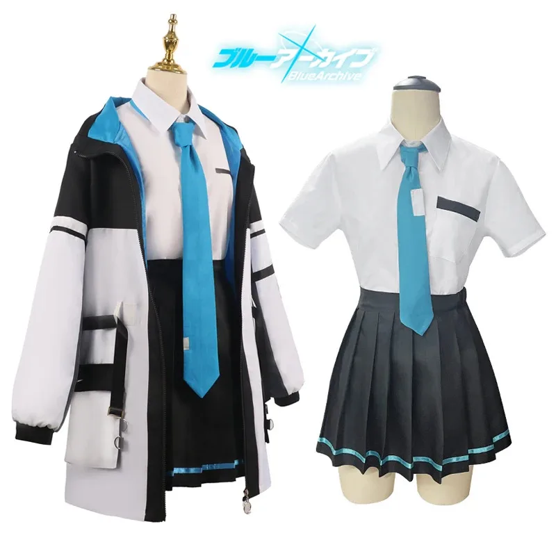 Tendou Arisu Cosplay Costume Wig Coat Game Blue Archive Cosplay High School Uniform Clothes Halloween Party for Women Girls