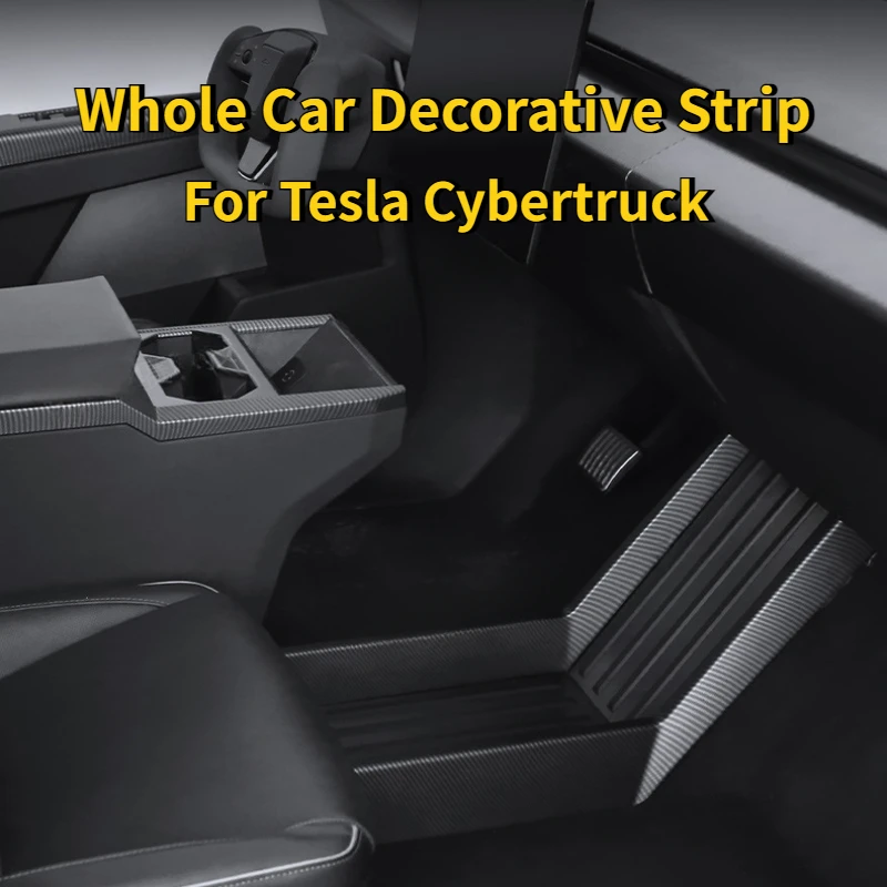 

Декоративная полоса всего автомобиля для Tesla Cybertruck 2024-2025, крышка приборной панели из АБС-пластика, нижняя центральная консоль, боковые накладки, аксессуары