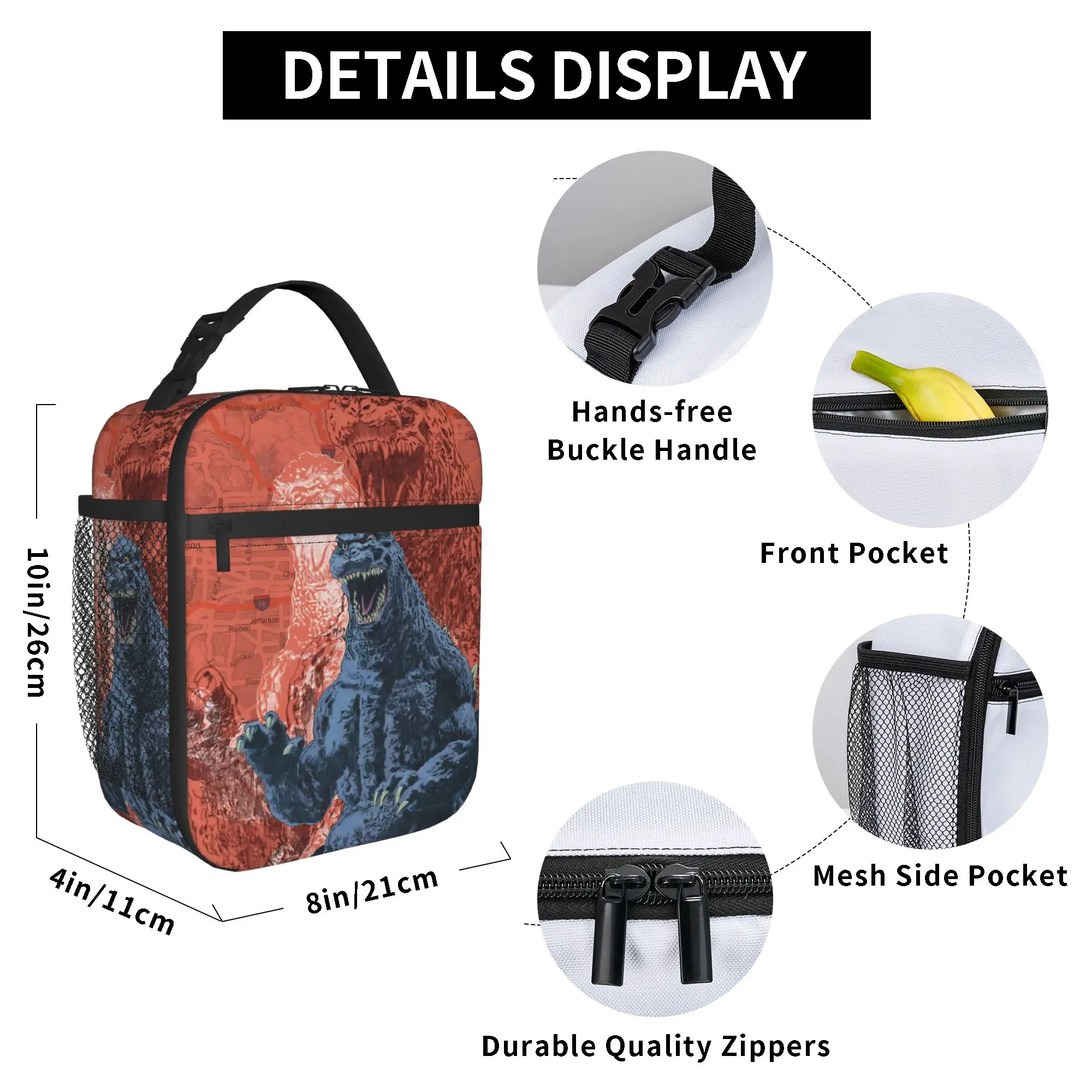 Showa Godzillaed Movie Insulated Lunch Bags Large Monster Lunch Container Thermal Bag Lunch Box Tote Beach  Outdoor Food Bag view 5