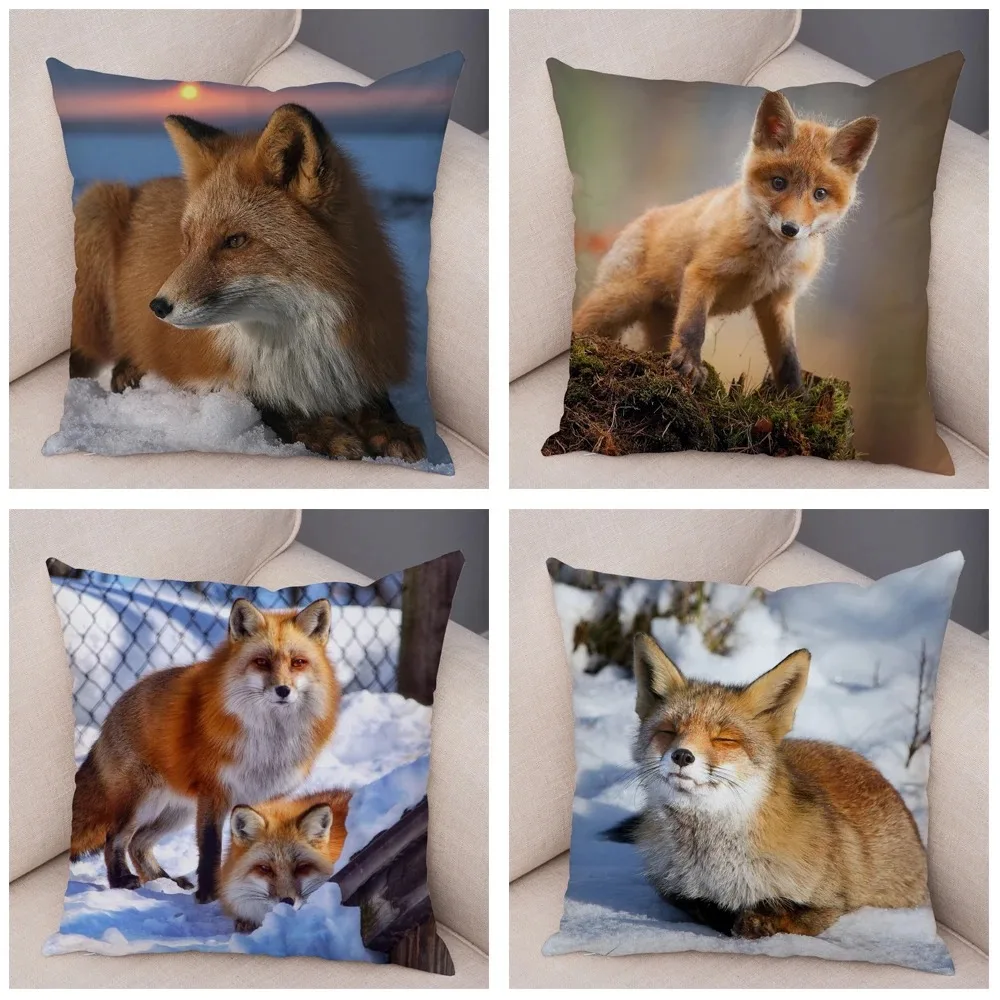 Cute Wild Fox Pillowcase Office Living Room Car Ornaments Home Pillowcase