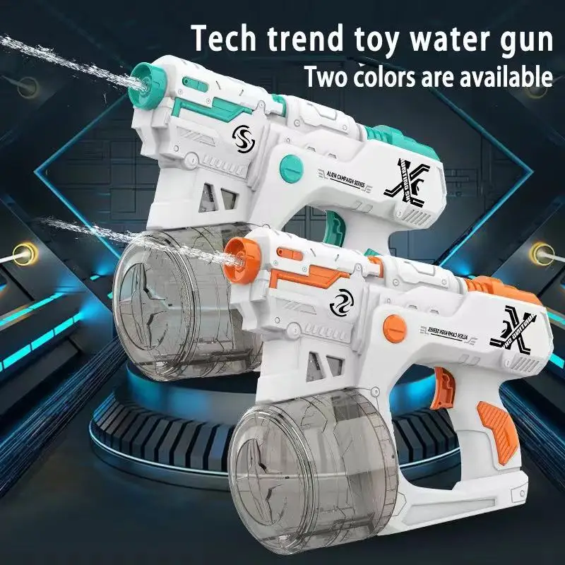 Electric Automatic Water Gun Fun Water Bucket Game Outdoor Summer Beach Swimming Pool Party Large Capacity Shooting Gift