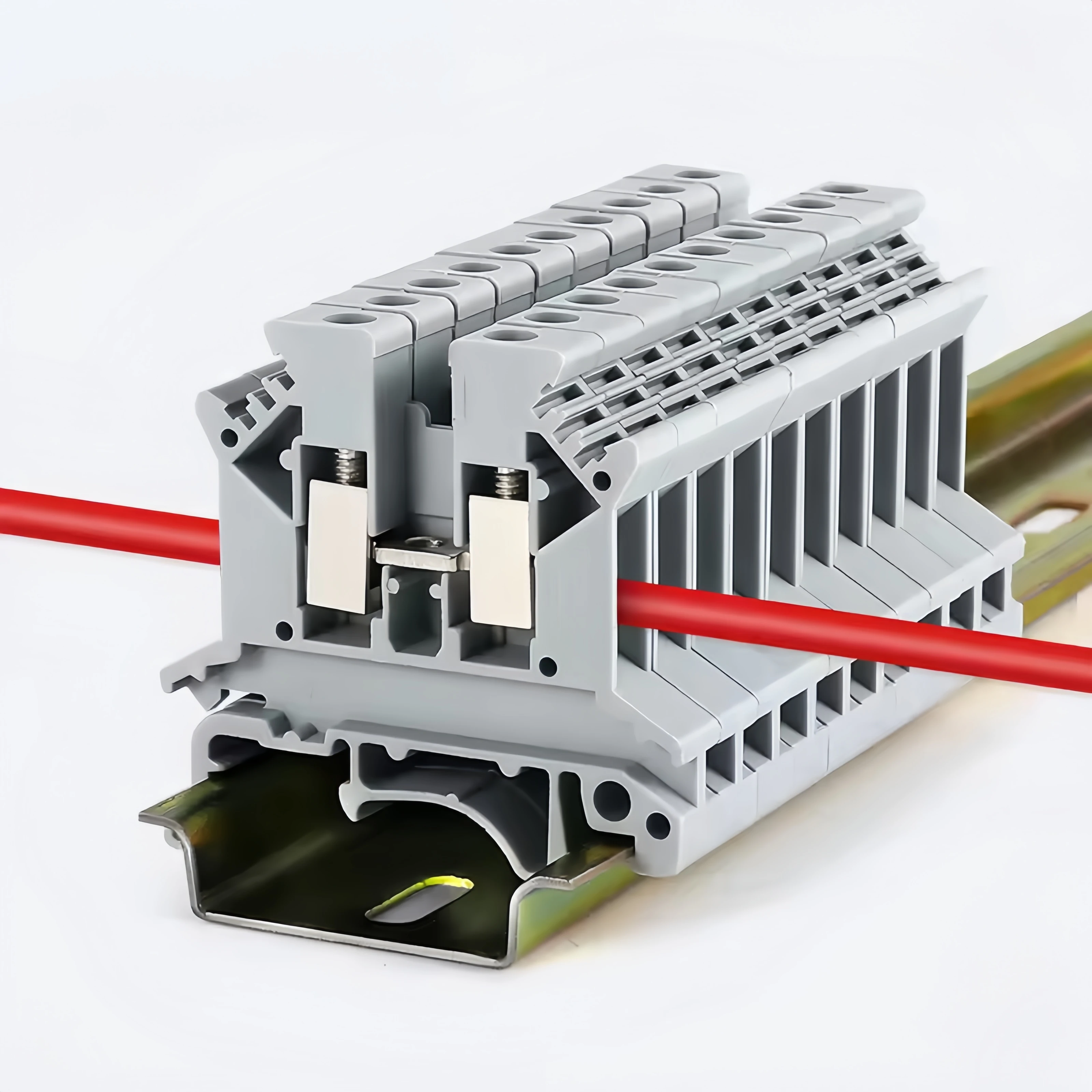 5/10Pcs UK2.5B/3N/5N/6N/10N/16N Copper Parts DIN Rail Terminal Blocks Double Layer Voltage/Current Insurance Ground Connector