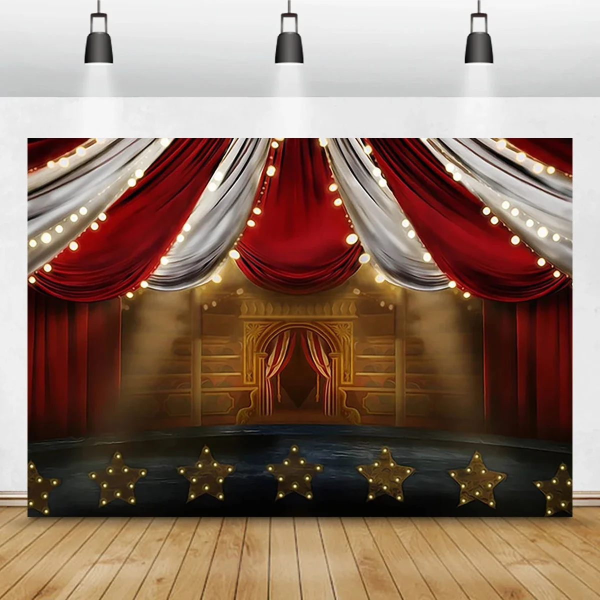 8x6ft Fabric Red Circus Tent Backdrop Birthday Photography Carnival Night Theme Party Decoration Baby Shower Photo Background