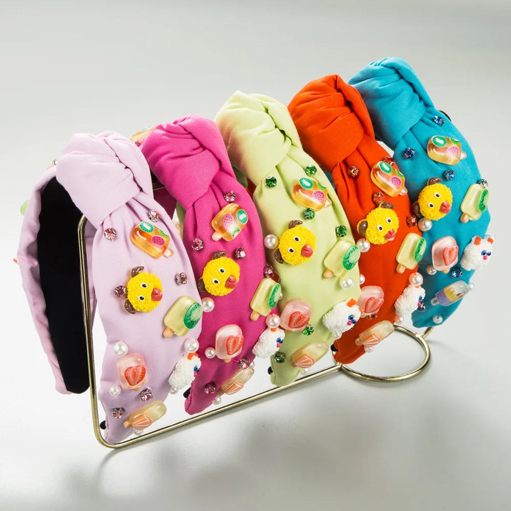 

Cute Ice Cream Cartoon Element Hairband Sweet Macaron Tone Girl Party Headwear Summer Fresh Style Daily Hair Accessories