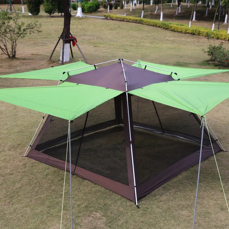 Outdoor foldable sunshade canopy beach tent anti-mosquito UV resistant aluminum automatic fishing shelter