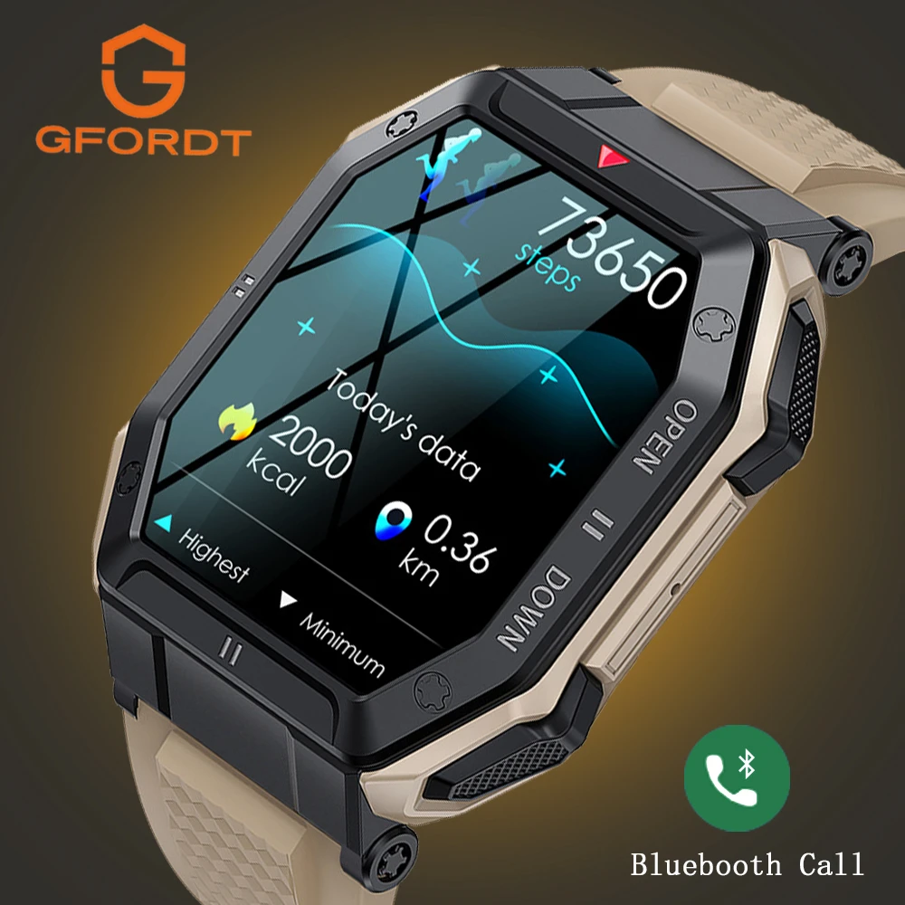 

GFORDT 2023 Men Smart Watch Bluetooth Call 1.85'' 350mAh Health Monitor IP68 Waterproof Sport Outdoor Smartwatch for IOS Android