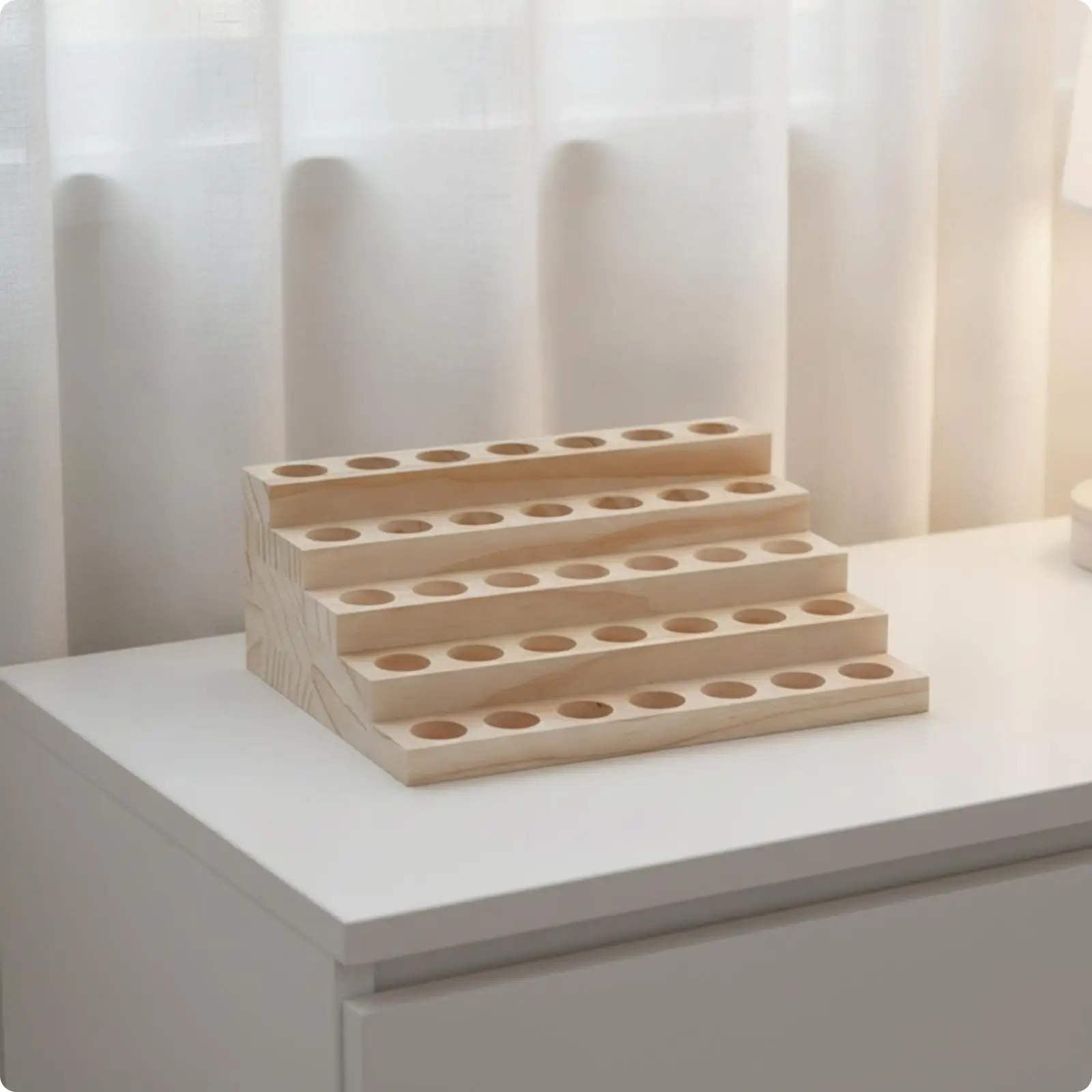 Essential Oil Display Rack Tiered Essential Oil Rack Wooden Bottle Display Desktop Space-Saving for Aromatherapists, Vanity