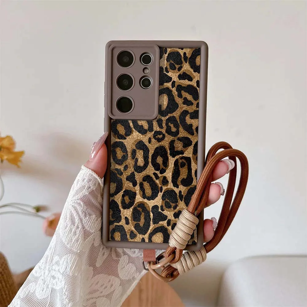 Leopard Print Lanyard Case For OPPO A18 A38 A3 A5 PRO A3X A5X A40 A60 A58 A78 A94 A74 RENO 11F 12F 14 PRO 7 10 6 5 Lite cover