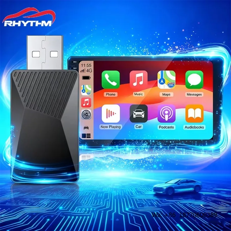 Rhythm Wireless CarPlay Adapter Android Auto BT Dongle for Vehicle Dashboard Screen with OTA Update and No Delay