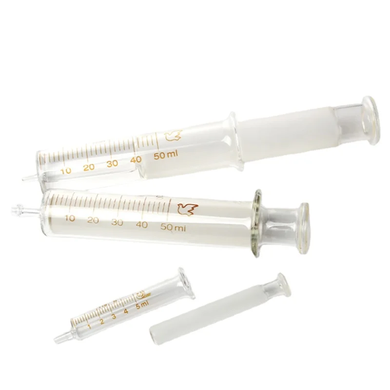 All Size 1ml To 100ml Lab Disposable Glass  Syringe Glass Liquid Syringe Transfer Pipette Without Needle