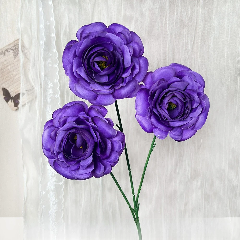 10 Stück Künstliche Blumen Seiden-Lotus Schlafzimmer-Deko Lila Kunstblumen 3-Zweig-Lotus Tischdekoration – Detail 21
