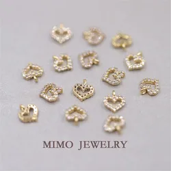 Gold-plated zircon micro-inlaid heart single pendant with 14K gold copper plated DIY handcrafted accessory