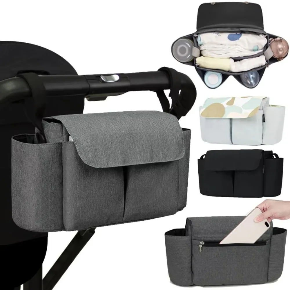 Large Capacity Baby Stroller Hanging Bag with Shoulder Straps Multifunctional Baby Stroller Urine Bag Mommy Diaper Bags