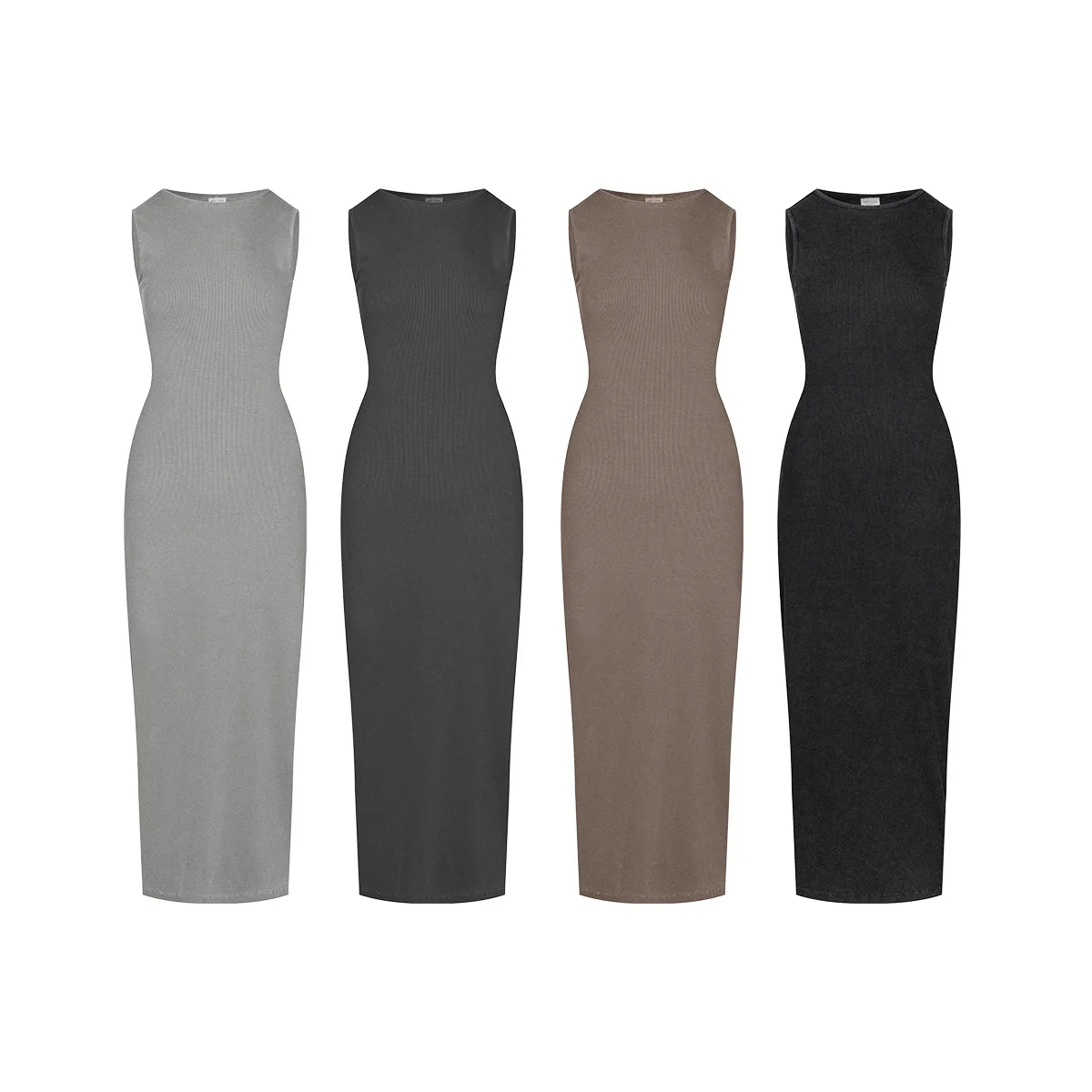 Robes longues moulantes tricotées élégantes pour femmes, automne hiver, décontractées, sans manches, robe Maxi de soirée, Sexy, 2025