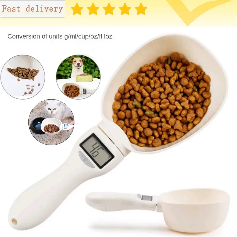 

Pet Food Measuring Scoop Electronic Dog Cat Food Measuring Cup Digital Spoon Scale Kitchen Food Scale with LED Display Dog Bowl