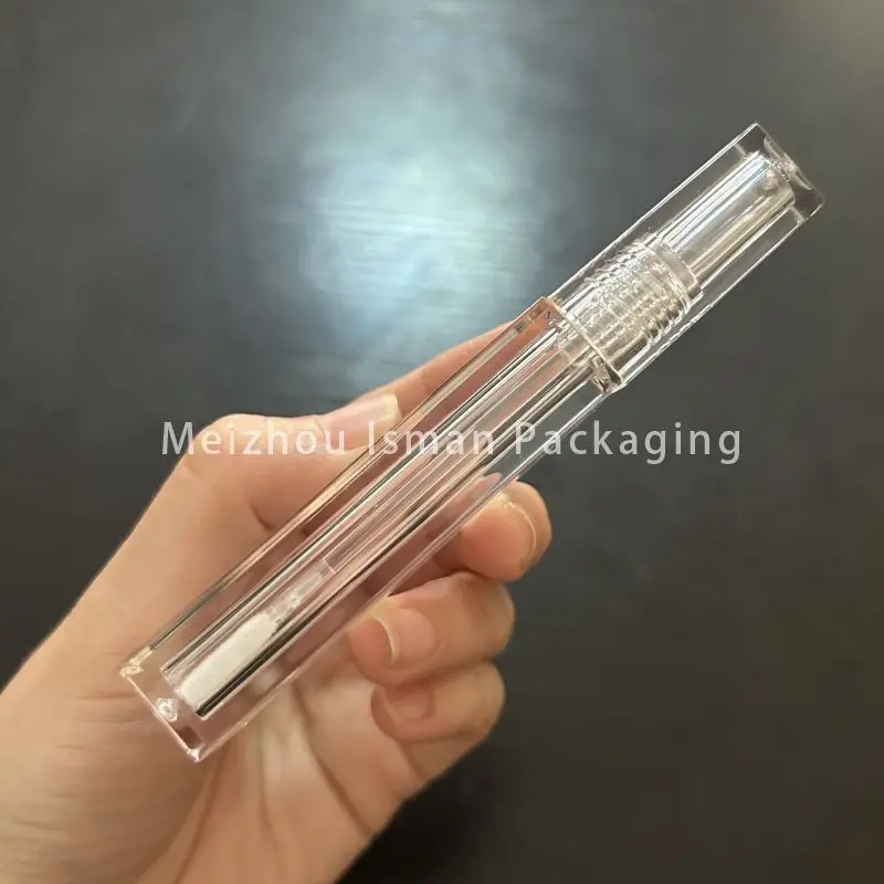 50Pcs empty clear square wand liquid lipstick cosmetic packaging makeup lipgloss bottle tubes with brush 4ml