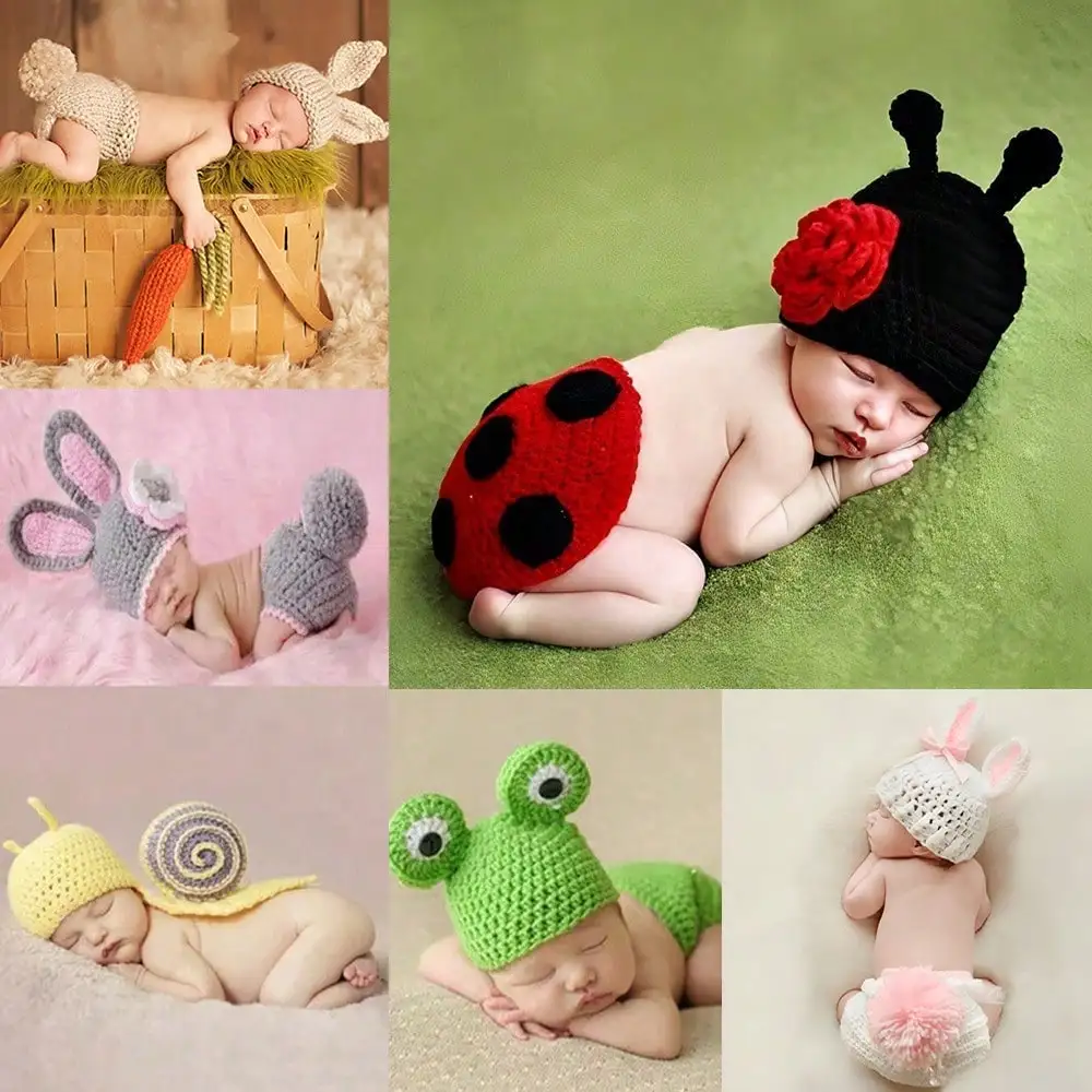 Baby Photo Props Cartoon Fox Rabbit Snail Animal Costume Cosplay Outfit Newborn Photography Prop Accessories Halloween Costumes