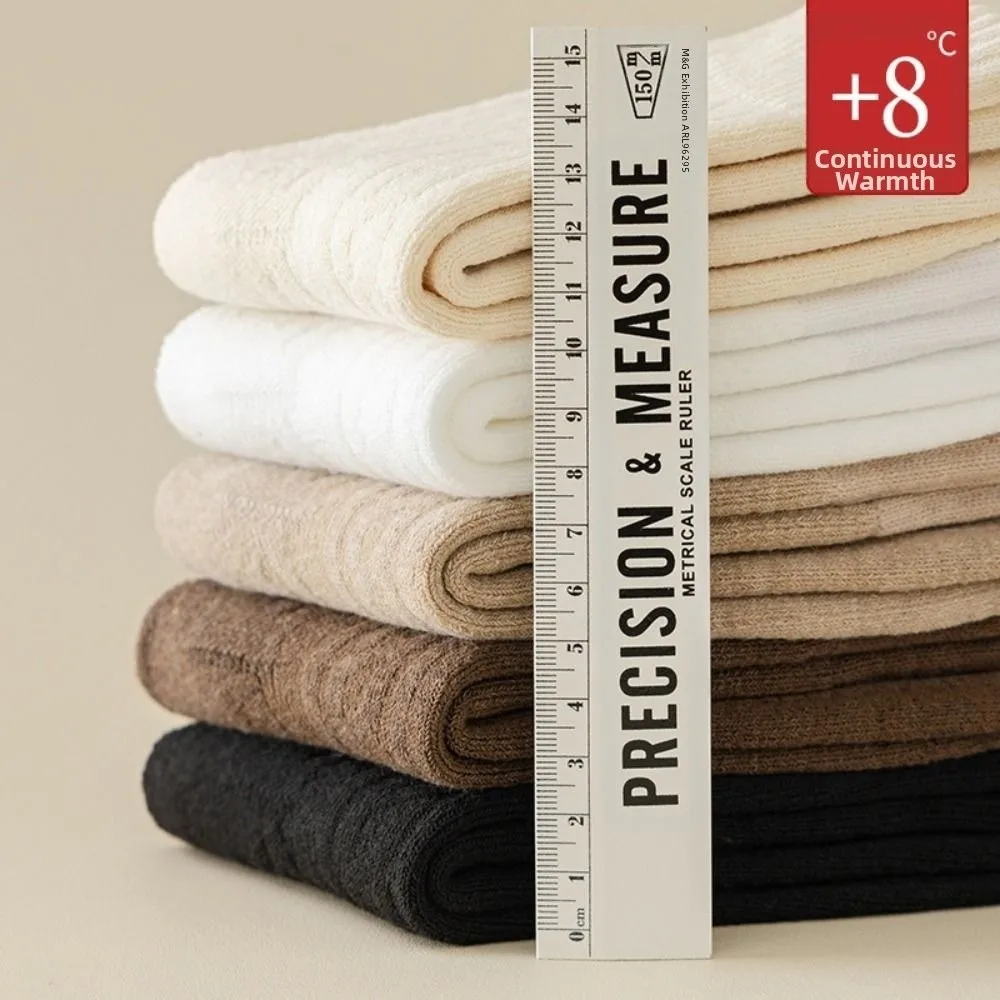 1/5 أزواج الشتاء الدافئ سميكة جوارب من الصوف. الصوف مكافحة البرد المرأة جوارب يمكن السير بها على الأرض بلون سلس البولي القطن الثلوج الجوارب #4