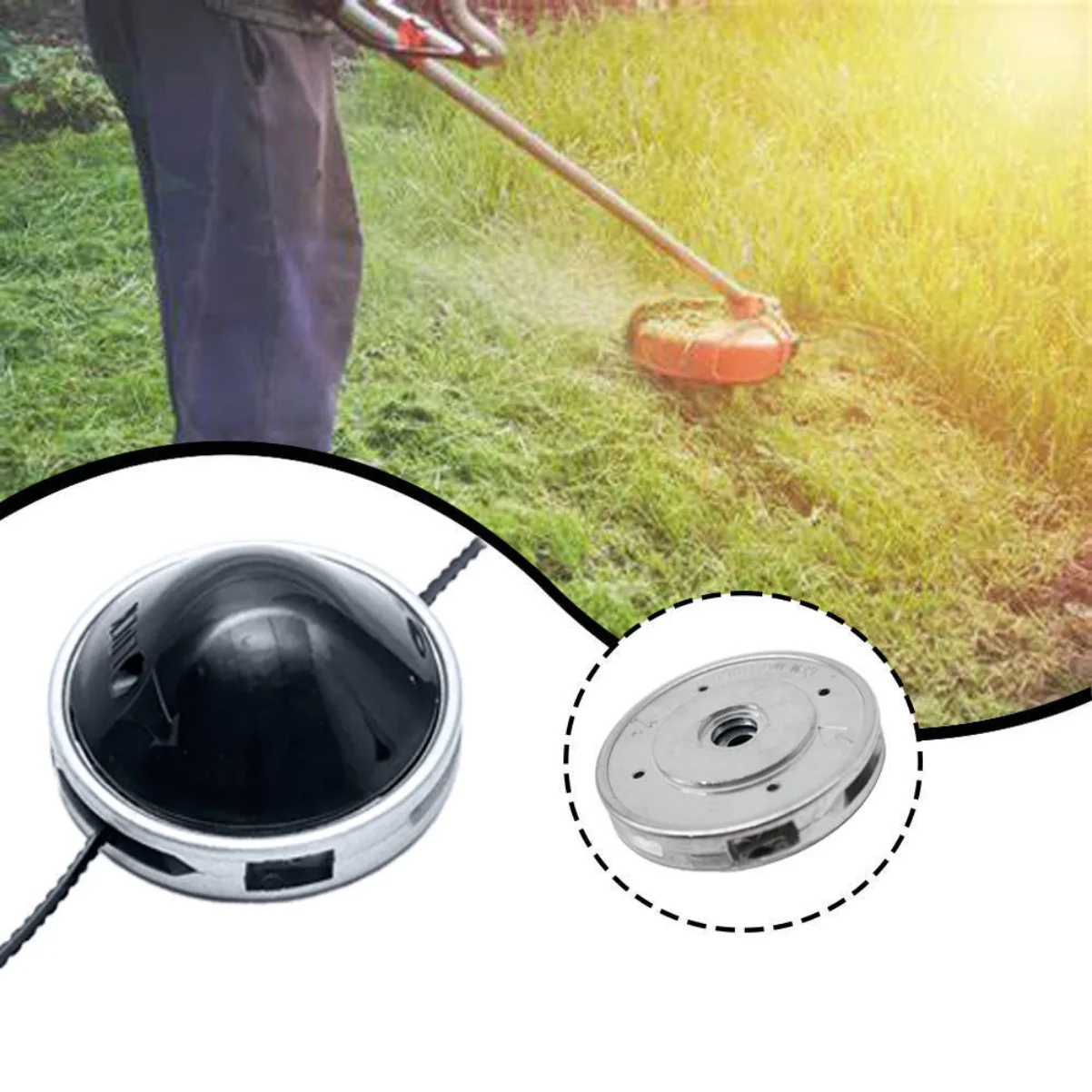 

Aluminum Dual-Line Trimmer Head with Auto Feed Nylon Rope, Universal Grass Cutter Replacement Part for Lawn Mower