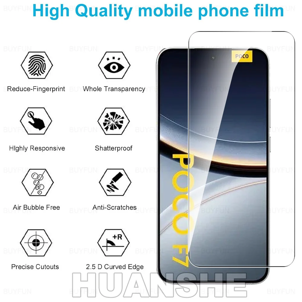 4 in 1 Tempered Glass Full Cover Screen Protector + Camera Film for POCO F7 5G Global 2025 6.83''