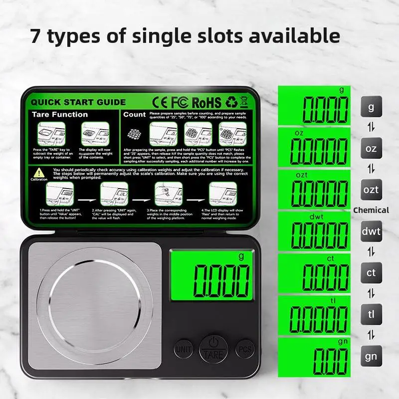Mini High-Precision Digital Scale 100g with 0.001g Flap Pocket Pants for Jewelry Weighing Carat Scale Made of Durable Plastic