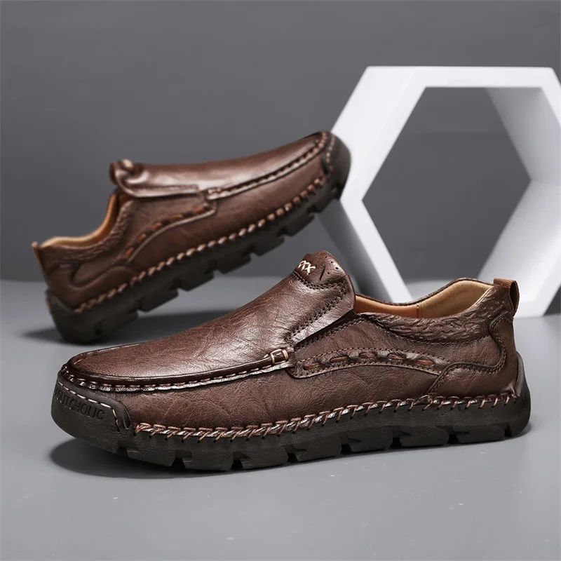 Mocassins en cuir pour hommes, chaussures provoqué décontractées, chaussures de créateur de luxe, conduite, affaires, grande taille 38-48