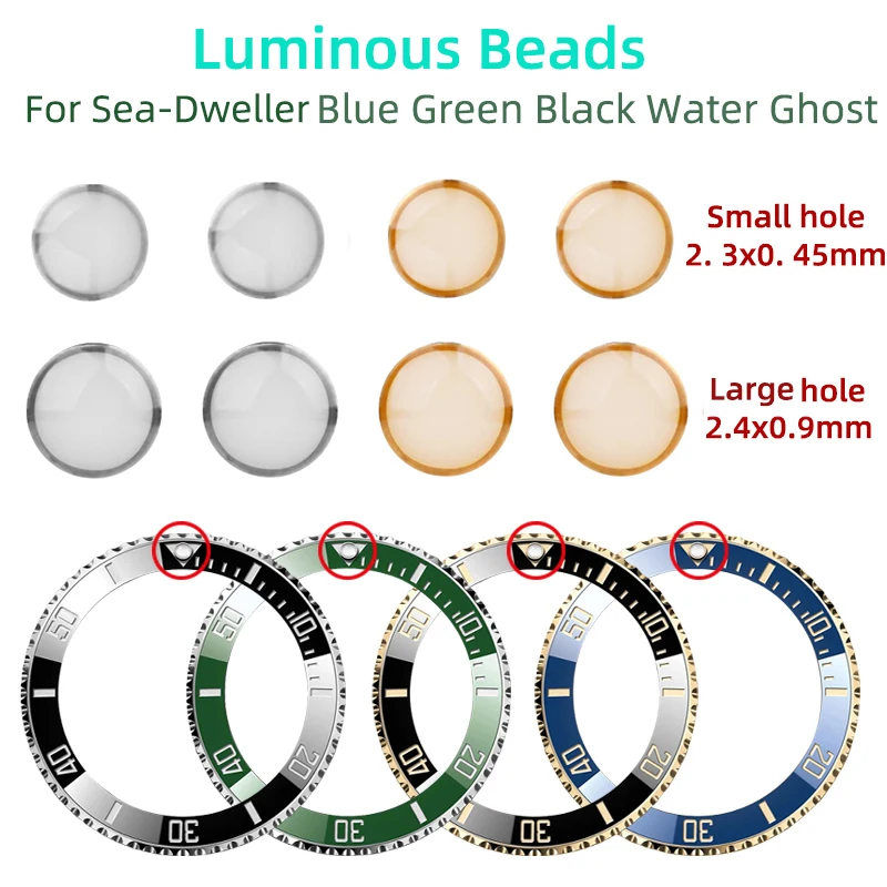 Blue Green Luminous bead Watch Bezel 12 O’Clock 0.45mm 0.9mm Ceramic beads Replace Accessories For Rolex Submariner Night Pearl