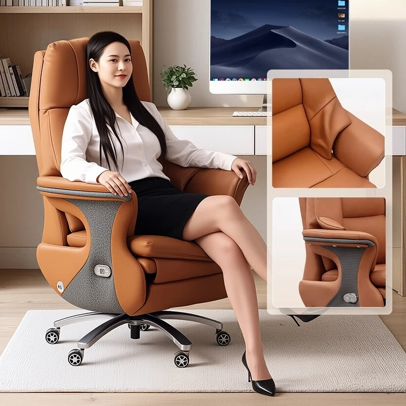 レザー製リクライニング快適電動マッサージアームチェアデスクオフィスチェアゲーマーコンピューター人間工学に基づいたゲーミングチェア