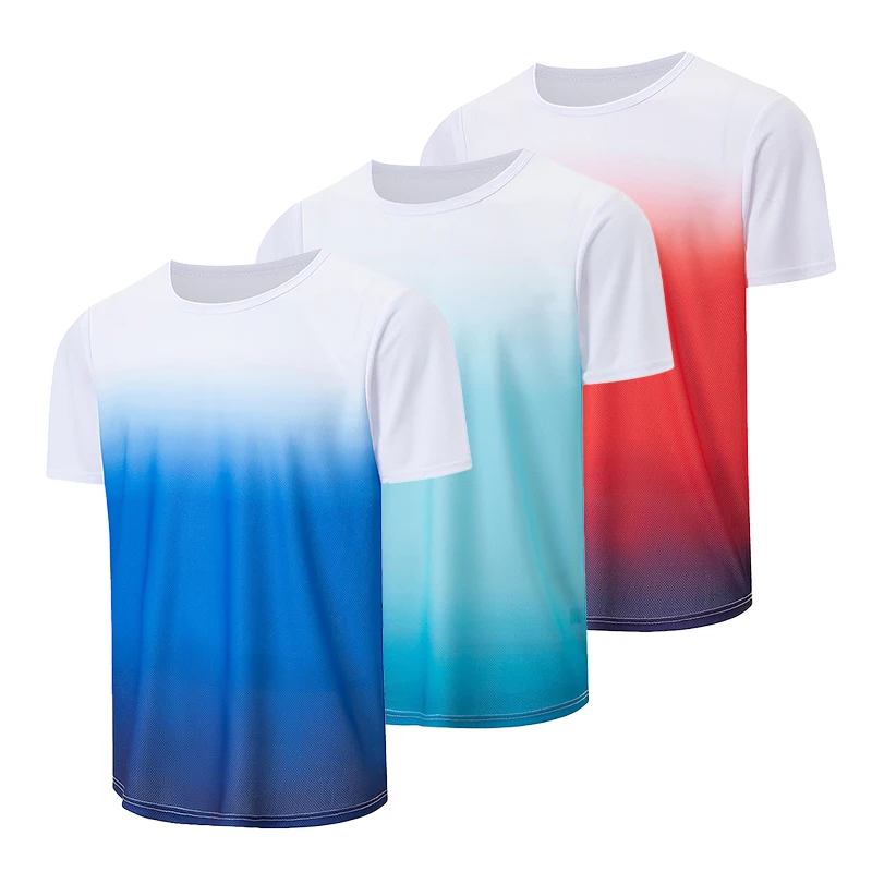 1/3 Piece Men's Summer Gradient Fashion Short-Sleeved Comfortable Round-Neck Breathable Mesh T-Shirt Casual Versatile Undershirt