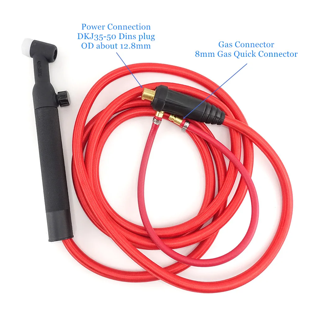 WP26FV 200A TIG Welding Torch 3m Soft Cable Air Cooled Tungsten Arc Valve Flexible Argon 35-50 Quick Connector WP26 Welder