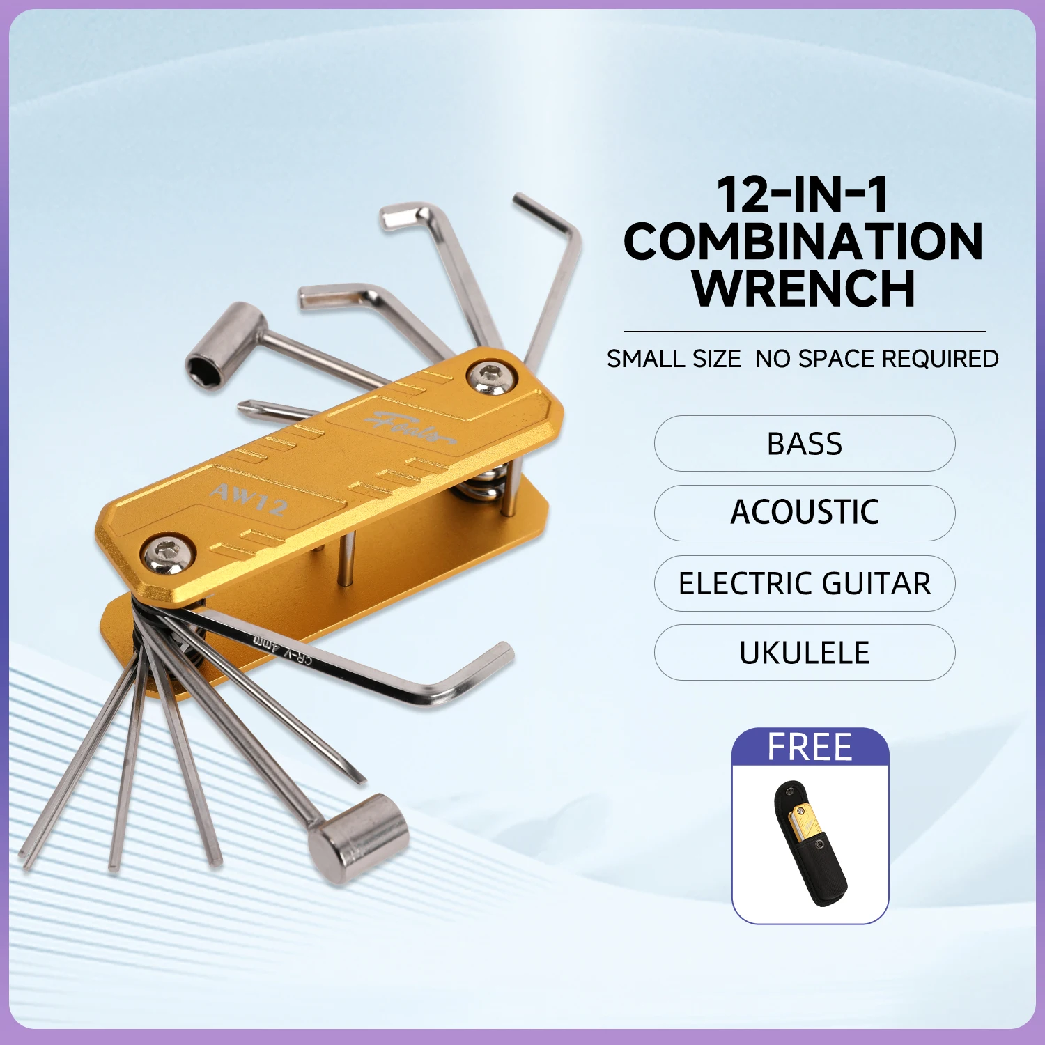 FOALS Guitar Bass Repair Tool Multi-function Tuning Adjustment Hexagonal Wrench Combination Bass 12-in-1