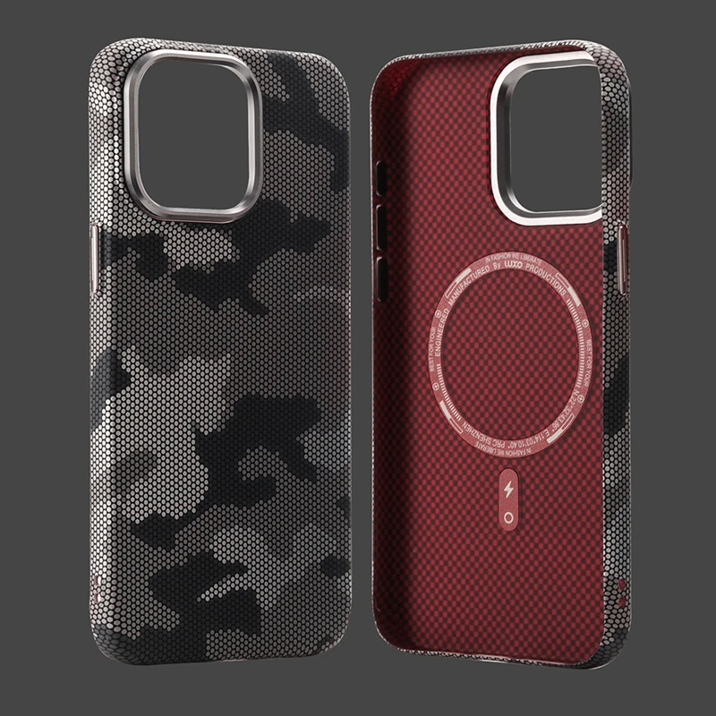 Alloy Lens Camouflage Graffiti MagSafe Phone Case for iPhone 16 15 16pro max 14 Pro 13 Wireless Charging 3D Relief Hard PC Cover