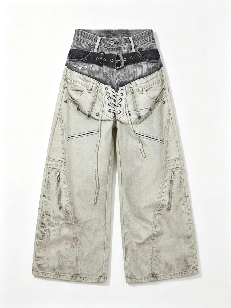 Women's Gothic Y2k Jeans Vintage Hiphop Grunge Boyfriend style 3D Print Jeans Pants Baggy Boyfriend  Wide Leg Denim Pants Summer
