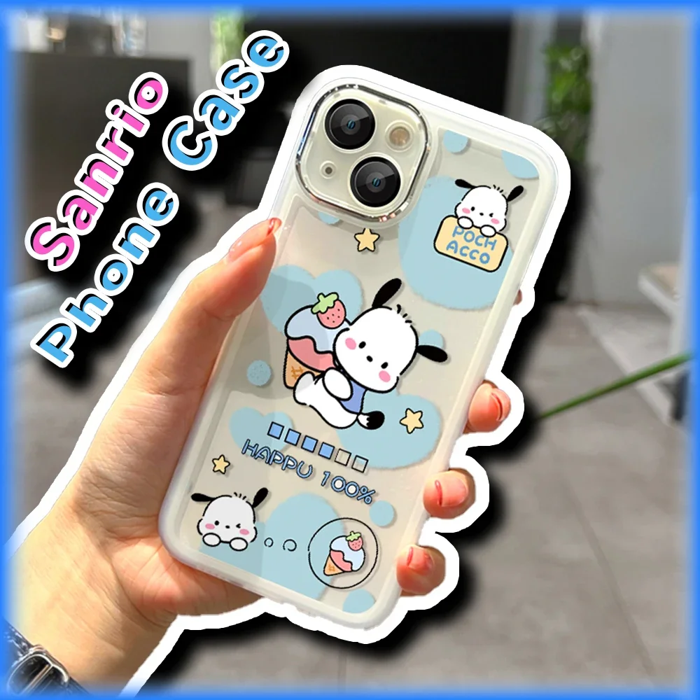 Kawaii Pochacco Translucent Protective Cover Sanrio Anime Funny Anti-Scratch Phone Case for IPhone 11 12 13 14 15 Pro Max