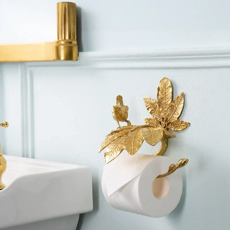 

Solid brass light luxury copper tissue holder retro bathroom trunk wall hanging toilet paper holder