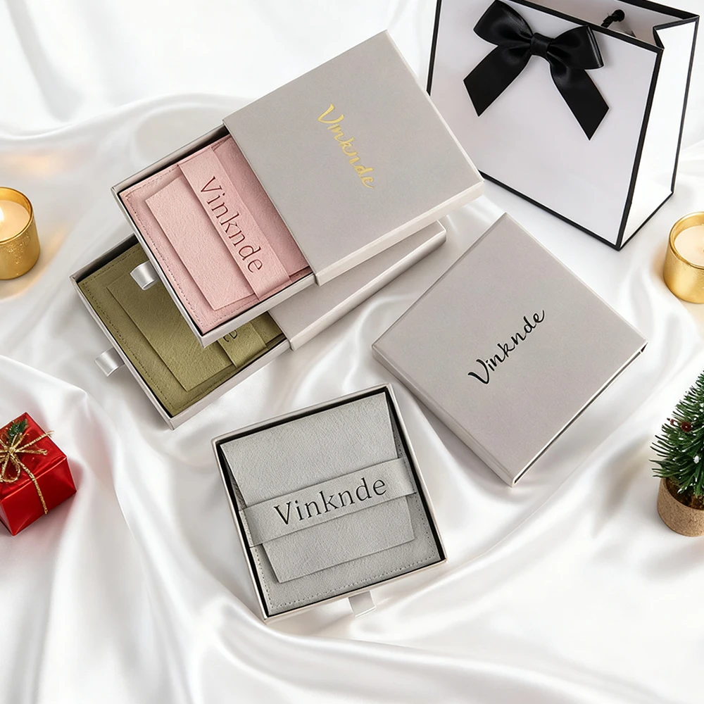 شعار مخصص درج انزلاق الورق المقوى ورقة علب الهدايا الفاخرة مجوهرات أقراط خواتم Keychina صندوق التعبئة والتغليف مع الحقيبة ستوكات #6