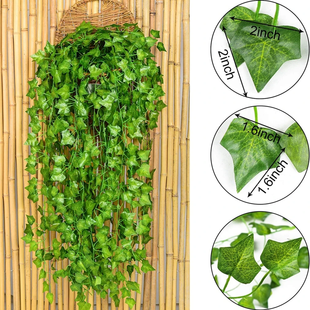 

Artificial Plants Silk Green Leaves Rattan Christmas Home Room Table Wedding Outdoor Decoration Background Wall Fake Houseplant