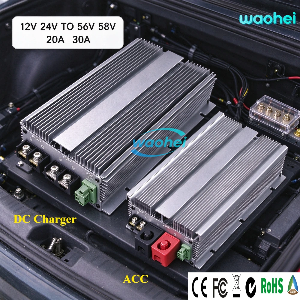 12V 24V TO 56V 58V 20A 30A Step Up DC Power Converter Lifepo4 Lithium Battery Charger Transformer Power Supply for Automotives
