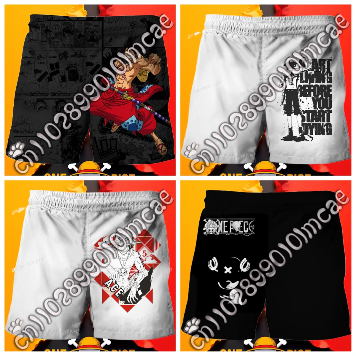 

3D Cartoon Print Shorts Pants Fashion One Piece Luffy Pants for Kids Girls Boys Harajuku Beach Pants Children Couples Clothes