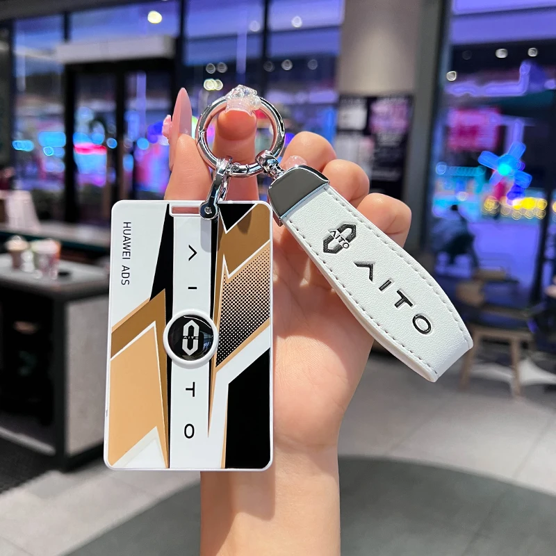 

For AITO M9 Key Case Cover 2025, M8 ABS Shell with Card Slot, Anti-Scratch Protective Key Fob Holder Accessories