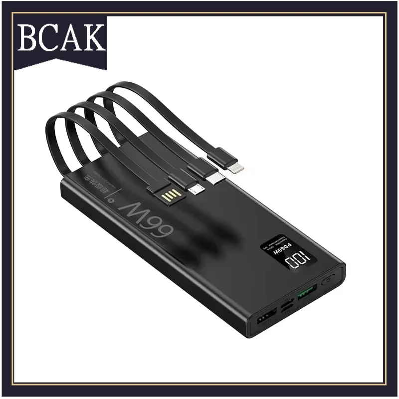 

BCAK discount store 30000mAh 66W Fast Charging with Built-in Cable Power Bank Large Capacity Mobile Power Supply Gift Wholesale