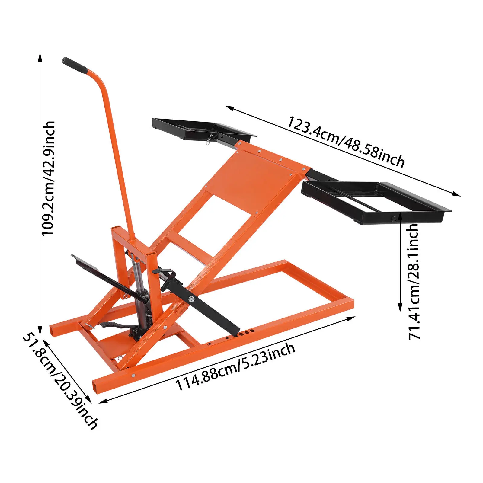 500 lbs grasmaaierlift met hoogteverstelling van 61 cm, robuuste motorfiets schaarkrik voor onderhoud van zitmaaiers