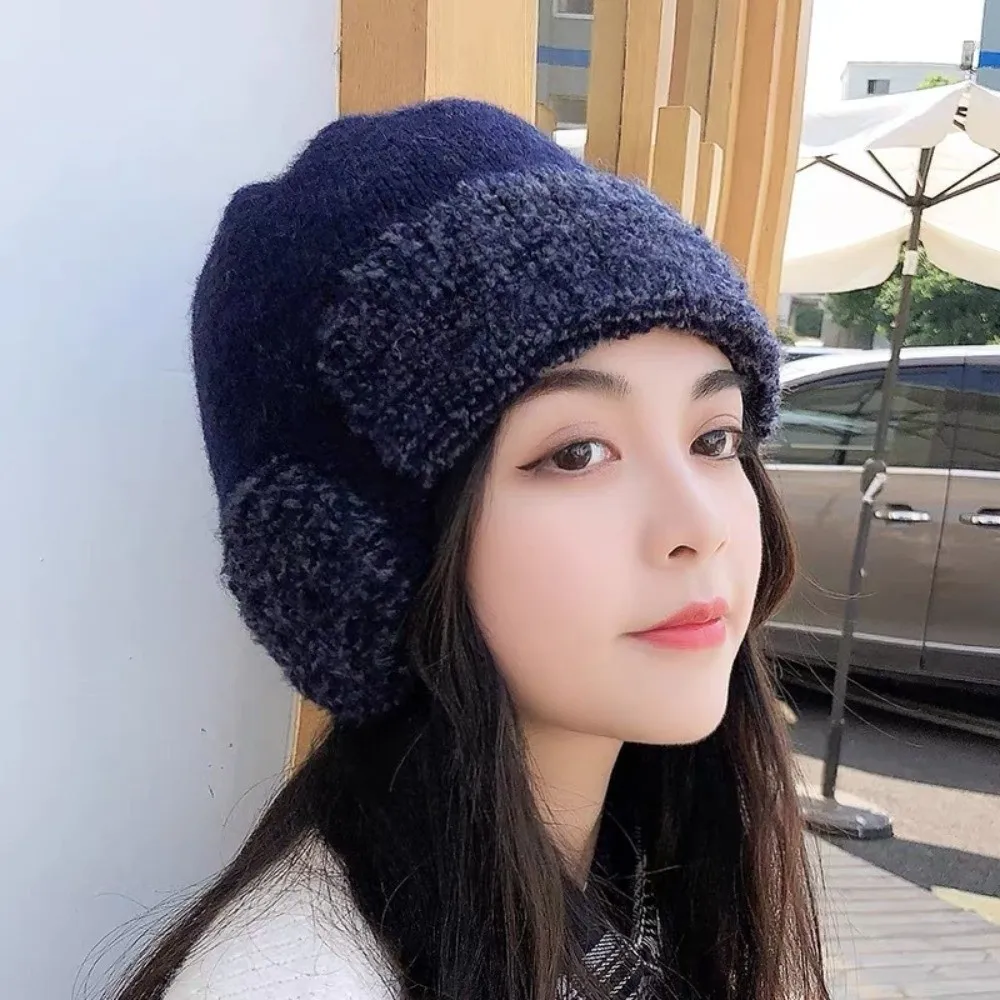 Fashion Warm Knitted Beanie Hat Windproof Coldproof Earflap Hat Pullover Design Classic Windproof Hat Outdoor