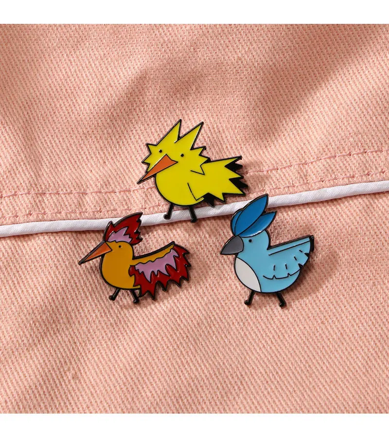 Cute Pok é mon, Three Holy Birds, Cartoon Badge, Anime, Film and Television, Pet, Flaming Bird, Brooch, Clothes and Accessories