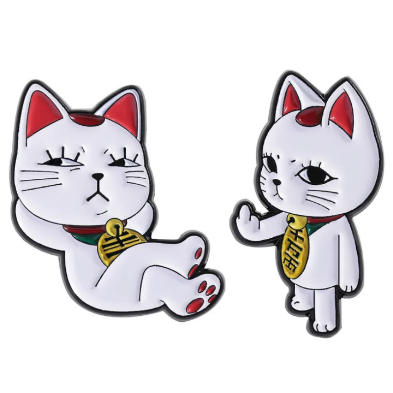 2pcs Anime Dandadan Turbo Granny Cat Enamel Pins Neko Lucky Running Cat Brooches Lapel Badge Fashion Jewelry Gifts for Friends